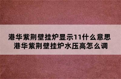 港华紫荆壁挂炉显示11什么意思 港华紫荆壁挂炉水压高怎么调